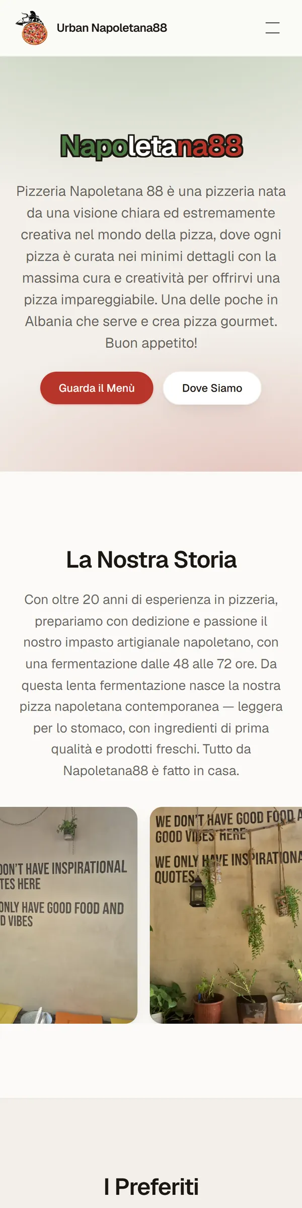 Napoletana88 su telefono, la homepage